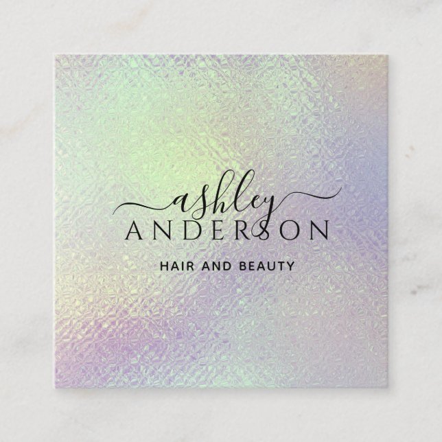 Trendig Holografiskt Unicorn Makeup Hair Nagel Gla Fyrkantigt Visitkort (Framsida)