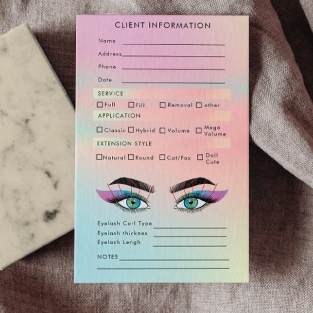 Trendig Hologram Client Lash Karta Eyelash Extensi Visitkort (Trendy Hologram Client Lash Map Eyelash Extensions Business Card)