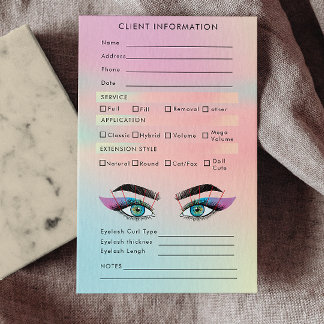 Trendig Hologram Client Lash Karta Eyelash Extensi Visitkort