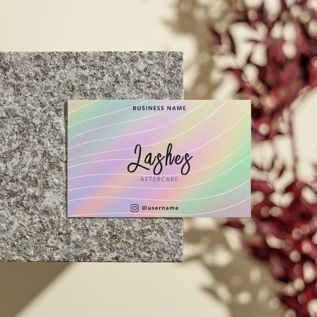 Trendig Hologram Lash Client After Care Instructio Visitkort (Trendy Hologram Lash Client After Care Instruction Business Card)