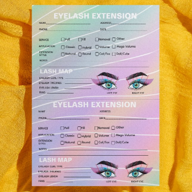 Trendig Hologram Lash Client Record Karta Flygblad (Trendy Hologram Lash Client Record Map Flyer)