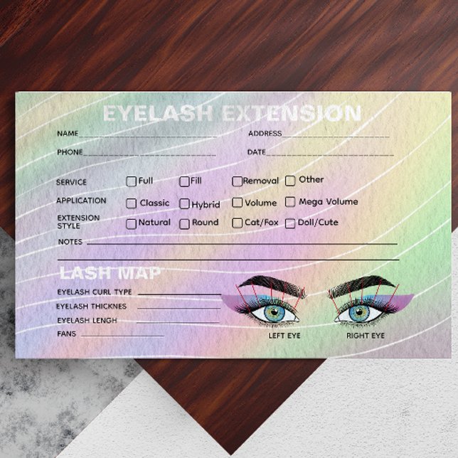 Trendig Hologram Lash Client Record Karta Visitkort (Skapare uppladdad)