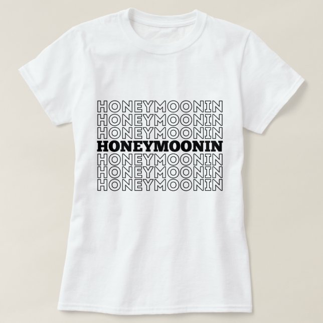 Trendig Hooneymoonin hubby wifey Newlyweds semeste T Shirt (Design framsida)