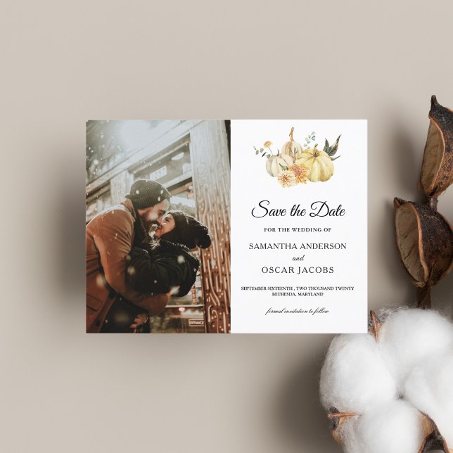 Trendig höst vattenfärg pumpa & blommor meddelande vykort (Skapare uppladdad)