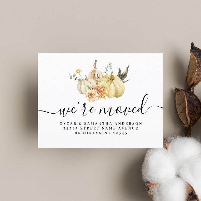 Trendig höstakvarell Pumpa & Blommor Meddelande Vykort (Skapare uppladdad)