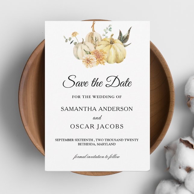 Trendig - höstfärgspumpkin & Flowers Spara Datumet (Skapare uppladdad)
