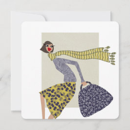 Trendig höstmode Fashion Art-kort Fröken Wendy Julkort
