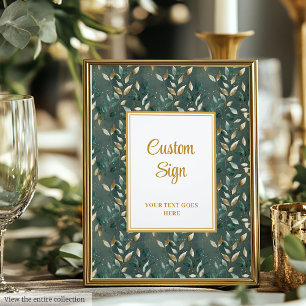 Trendig Hunter Grönt Guld Foliage Bröllop Anpassni Poster