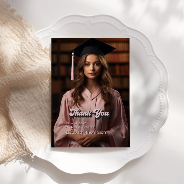 Trendig i min examenstid Examen Tack Kort (Trendy In My Grad Era Graduation Thank You Card)