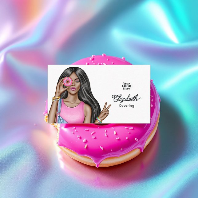 Trendig Illustrerad Professionell Hett-Rosa Visitkort (Trendy Illustrated Hot-Pink Professional Business Card)