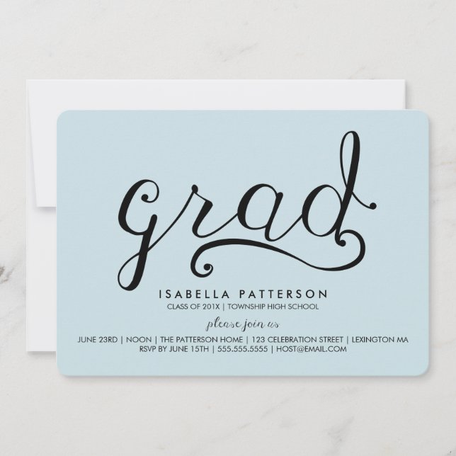 Trendig Inbjudan Grad Pastel Blue Studenten (Framsida)