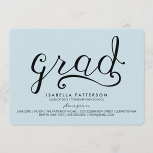 Trendig Inbjudan Grad Pastel Blue Studenten