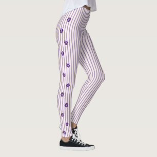 Trendig Indigo Flowers med och Violet Rand Leggings