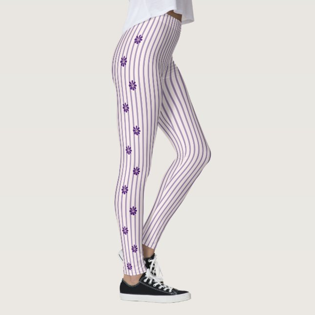 Trendig Indigo Flowers med  och Violet Rand Leggings (Höger)