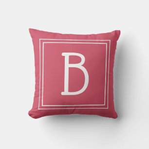 Trendig inramad monograminitial Rosa & Vit Kudde