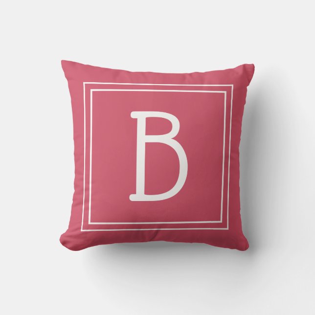 Trendig inramad monograminitial Rosa & Vit Kudde (Framsida)