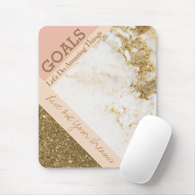 Trendig inspiration Goals Spark Guld Rosa Faux Mar Musmatta (Med mus)