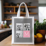 Trendig Instagram Photo Collage Anpassningsbar Mon Återanvändbar Påse<br><div class="desc">Modern Pastel Rosa och Grått - Använda 3-kvadratfoton som skapar en unik och personlig gåva. Eller så kan du behålla hipstervalpen och göra ett trendig till keepy. Om du behöver justera bilder klickar du på verktyg för att anpassa ändringar.</div>
