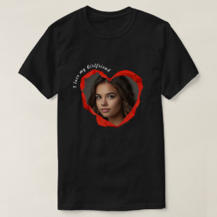 Trendig Jag älskar min flickvän Rött hjärta Anpass T Shirt