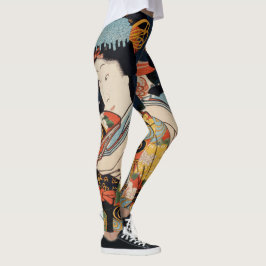 Trendig Japansk Vintage Art Geisha Asian Colorful  Leggings