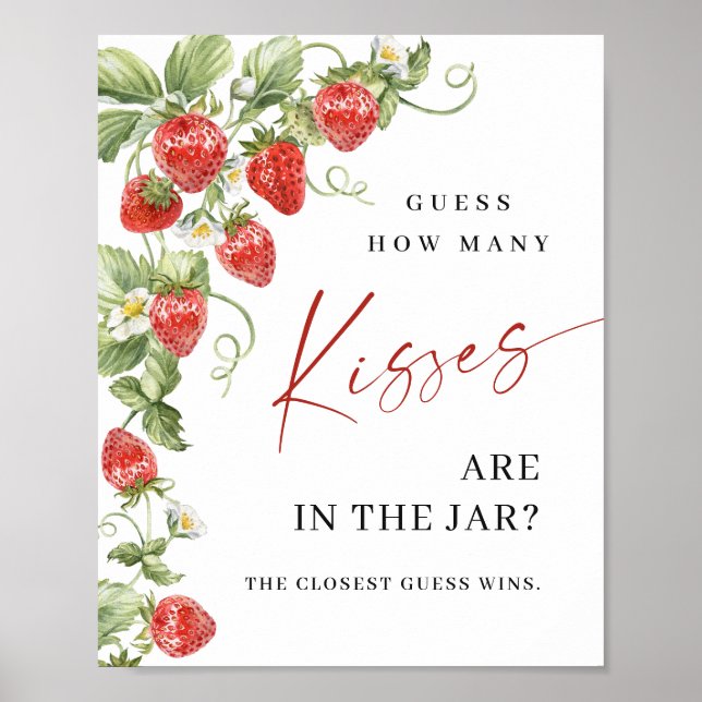 Trendig Jordberry Hur många Kisses Möhippa Poster (Framsidan)