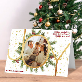 Trendig Joy-furanläggning Krans Jul Foto Helgkort