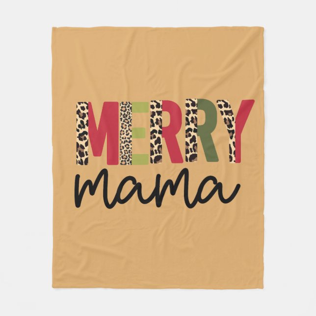 Trendig jul Färg Block Leopard Merry Mamma Fleecefilt (Framsidan)