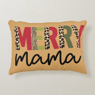 Trendig jul Färg Block Leopard Merry Mamma Prydnadskudde