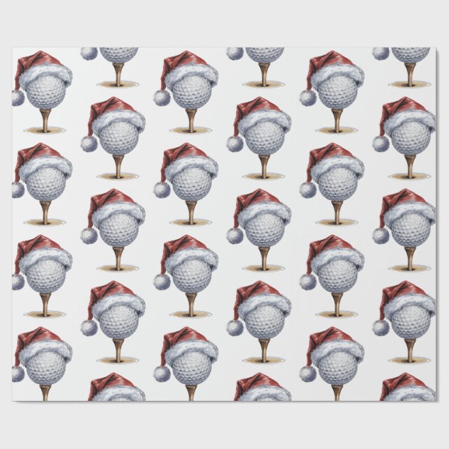 Trendig jul golfbollställ med tomtehatt     presentpapper (Platt)