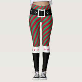 Trendig Jul Grönt Red Rand Candy cane Elf Leggings