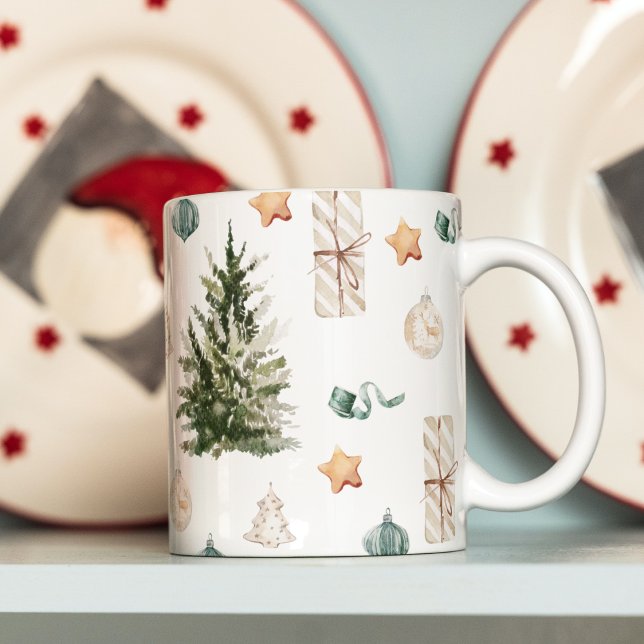 Trendig jul Mönster | Vattenfärg Kaffemugg (Skapare uppladdad)