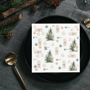 Trendig jul Mönster   Vattenfärg Pappersservett