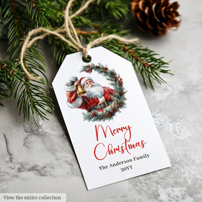 Trendig jul tomte Mysig redigerbar jul Presentetikett (Chic Santa Claus Trendy Editable Christmas Gift Tag)