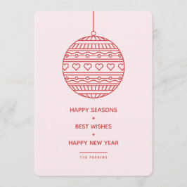 Trendig Julafton Bauble mönster i rosa och rött Inbjudningar