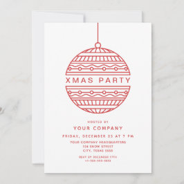 Trendig Julafton Party i rött med julen Boll Inbjudningar
