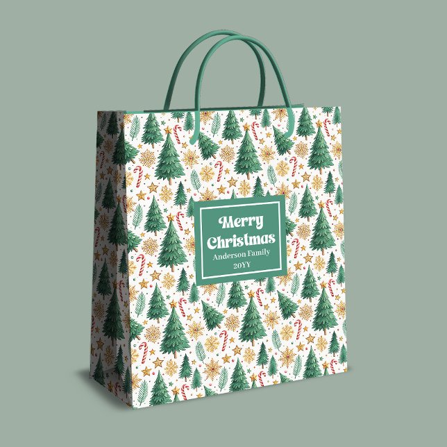 Trendig julgran presentväska med anpassad firandet (Chic Christmas trees gift bag custom holiday tag

)