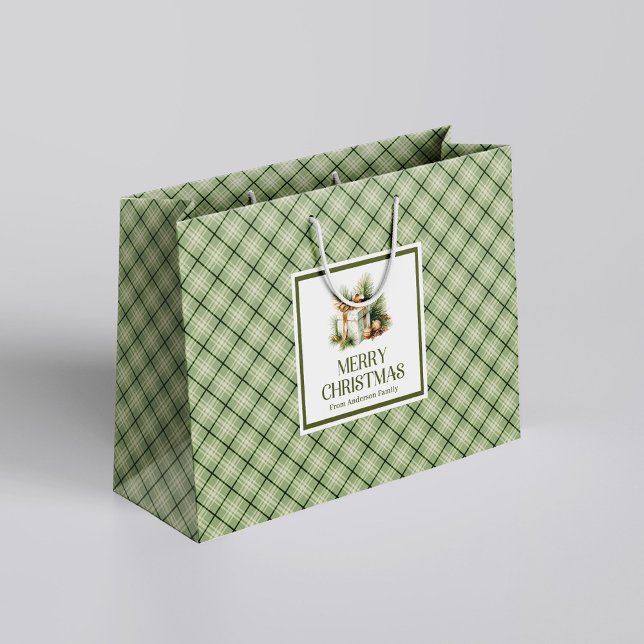 Trendig julklappspåse i neutrala toner i nordisk s (Chic Christmas Gift Bag Neutral Tones Nordic Style)