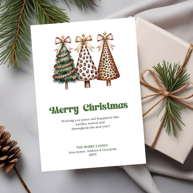 Trendig julkort med leopardmönster (Chic leopard print Christmas tree greeting card

)