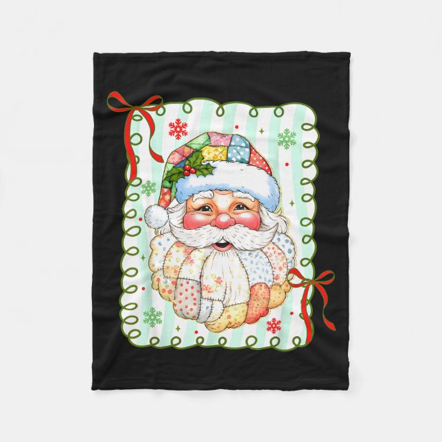Trendig jultomte jul patchwork jultomte jul  fleecefilt (Framsidan)