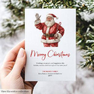 Trendig jultomte vintage vattenfärg jul  julkort