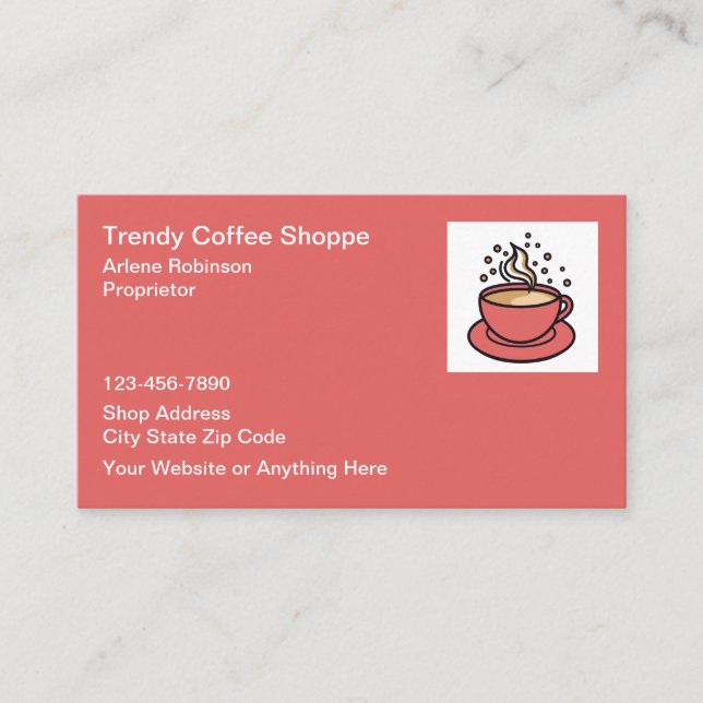 Trendig kaffeshop bistro café visitkort (Framsida)