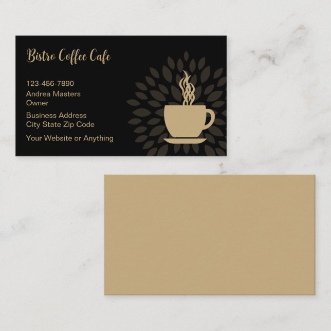 Trendig kaffeshop café visitkort (Fram/baksida)