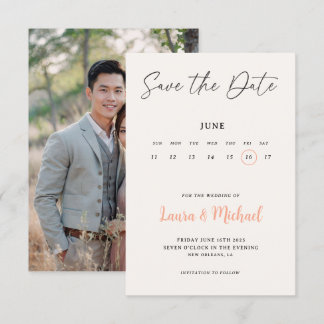 Trendig kalender Save The Date med foto Inbjudningar