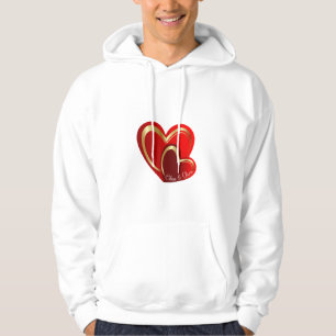 Trendig kärlek röda hjärtan personlig pojkvän pres hoodie