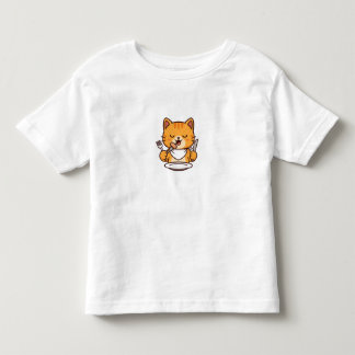 Trendig katt som äter middag - T-shirt