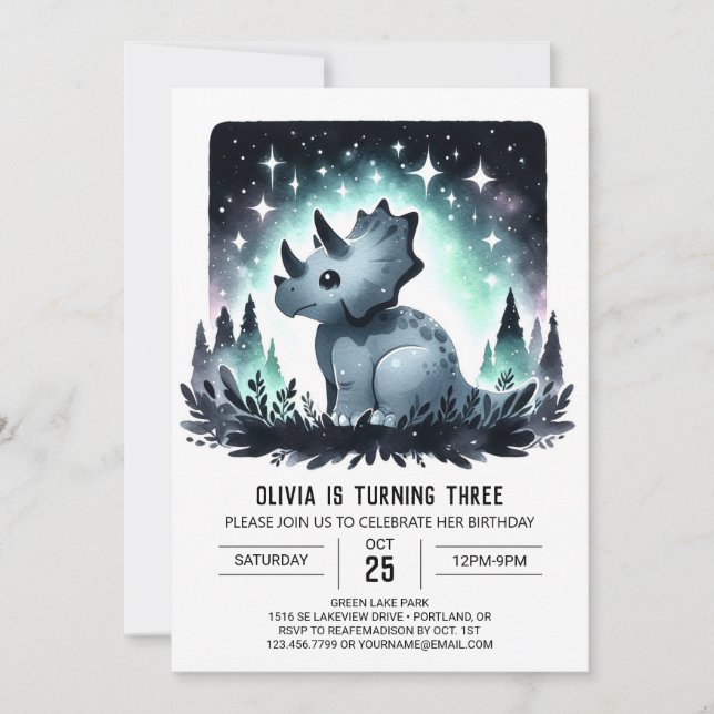 Trendig Kids Dino Fiesta Birthday Inbjudningar (Framsida)