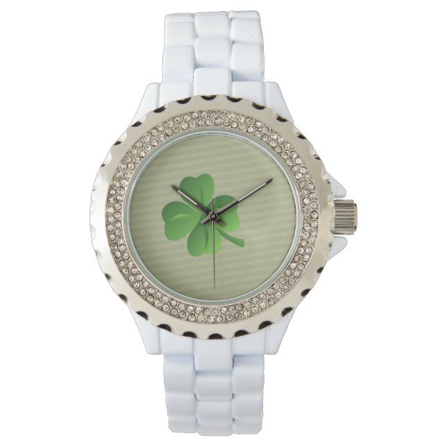 Trendig Klassisk Irländsk Lycklig Shamrock Armbandsur (Framsida)