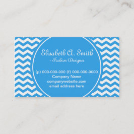 trendig,klassisk, ljusvit och blå chevron visitkort