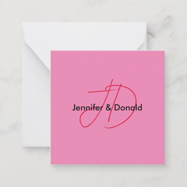 Trendig klassisk manusmonogram namn anteckningskort (Framsida)