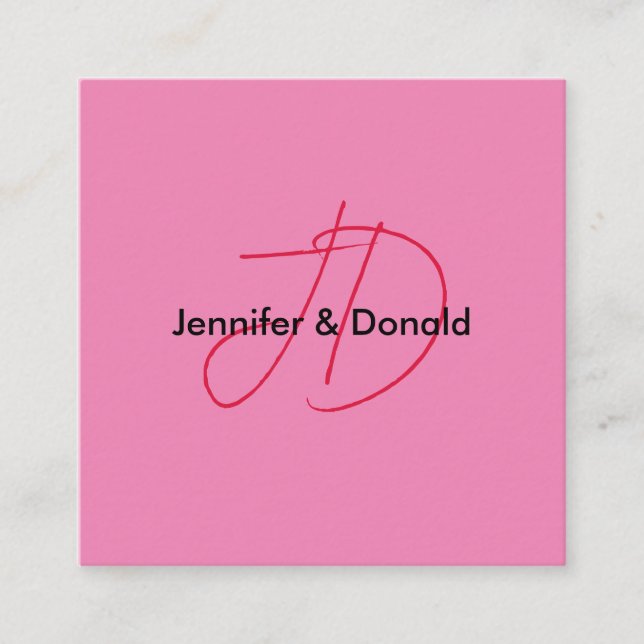 Trendig klassisk manusmonogram namn tilläggskort (Framsida)